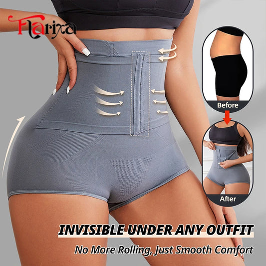 Flarixa Waist Trainer Tummy Control Underwear Panties Women Seamless High Waist Briefs With Hooks Butt Lifter Body Shapewear